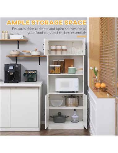 HOMCOM Kitchen Cupboard, 5-Tier Storage Cabinet, White 835-684V00WT