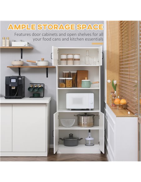 HOMCOM Kitchen Cupboard, 5-Tier Storage Cabinet, White 835-684V00WT - pic 43179 | FastDaddyshop