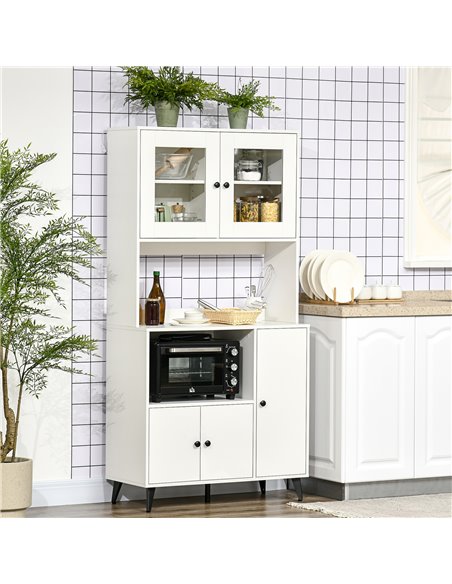 HOMCOM Freestanding Kitchen Cupboard, Modern Kitchen Storage Cabinet with Doors and Adjustable Shelves, 180cm, White 835-685V00W - pic 43186 | FastDaddyshop