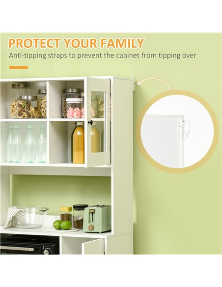 HOMCOM Freestanding Kitchen Cupboard, Modern Kitchen Storage Cabinet with Doors and Adjustable Shelves, 180cm, White 835-685V00W - pic 43189 | FastDaddyshop