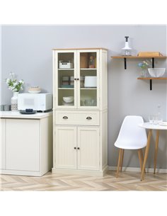 HOMCOM Freestanding Kitchen Cupboard, 5-tier Storage Cabinet, Cream White 835-602WT 2