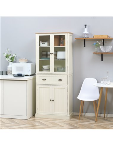 HOMCOM Freestanding Kitchen Cupboard, 5-tier Storage Cabinet, Cream White 835-602WT