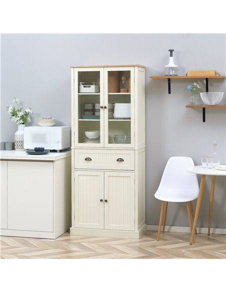 HOMCOM Freestanding Kitchen Cupboard, 5-tier Storage Cabinet, Cream White 835-602WT - pic 43195 | FastDaddyshop