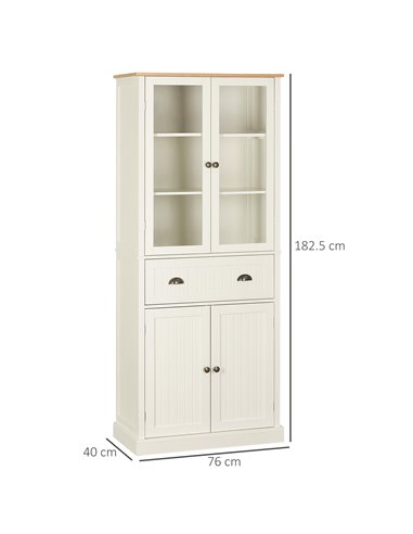 HOMCOM Freestanding Kitchen Cupboard, 5-tier Storage Cabinet, Cream White 835-602WT