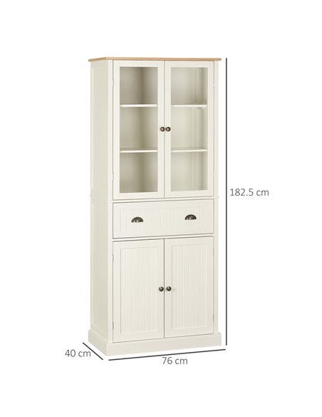 HOMCOM Freestanding Kitchen Cupboard, 5-tier Storage Cabinet, Cream White 835-602WT - pic 43196 | FastDaddyshop