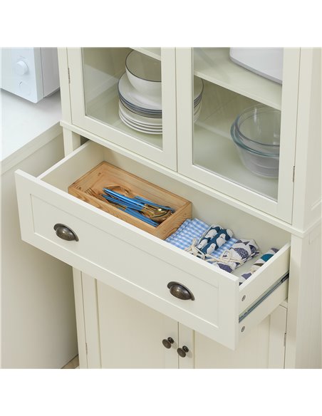 HOMCOM Freestanding Kitchen Cupboard, 5-tier Storage Cabinet with Adjustable Shelves and Drawer for Living Room, Dining Room, Cr - pic 43202 | FastDaddyshop