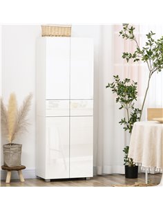 HOMCOM 4-Door Kitchen Cupboard, 5-Tier Storage Cabinet, High Gloss White 835-612 2