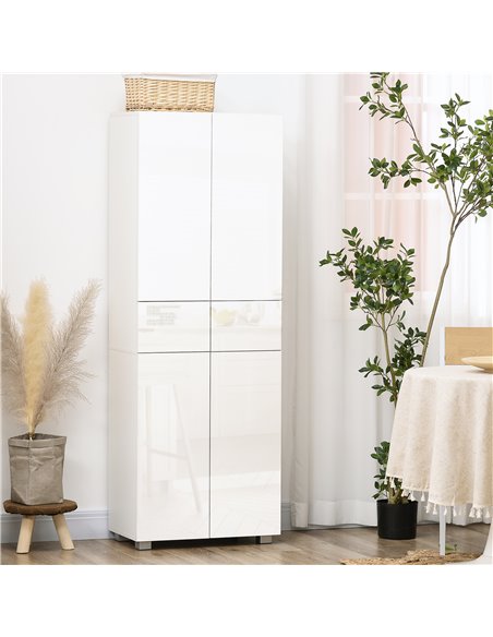 HOMCOM 4-Door Kitchen Cupboard, 5-Tier Storage Cabinet, High Gloss White 835-612 - pic 43204 | FastDaddyshop