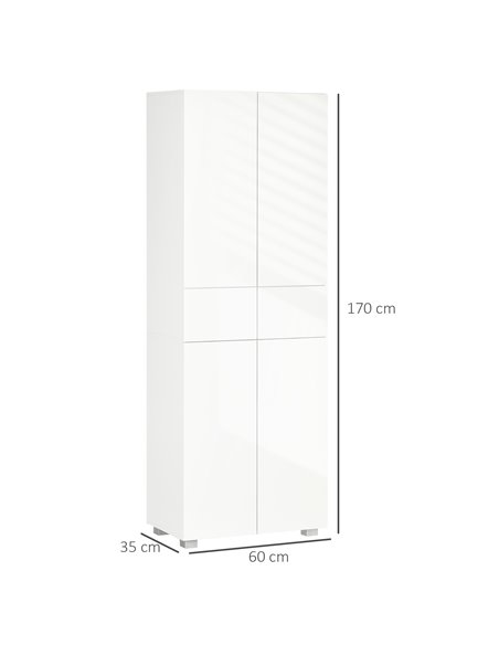 HOMCOM 4-Door Kitchen Cupboard, 5-Tier Storage Cabinet, High Gloss White 835-612 - pic 43205 | FastDaddyshop