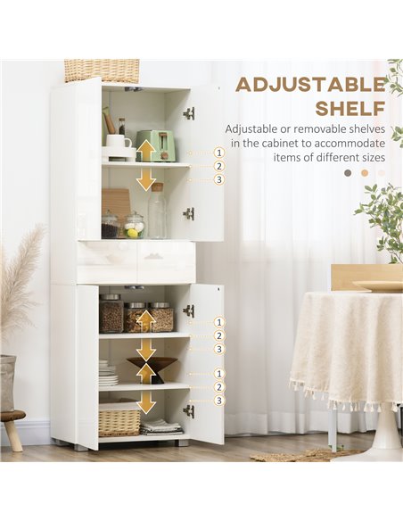 HOMCOM 4-Door Kitchen Cupboard, Freestanding 5-Tier Storage Cabinet with 3 Adjustable Shelves, 2 Drawers for Living Room, Dining - pic 43207 | FastDaddyshop