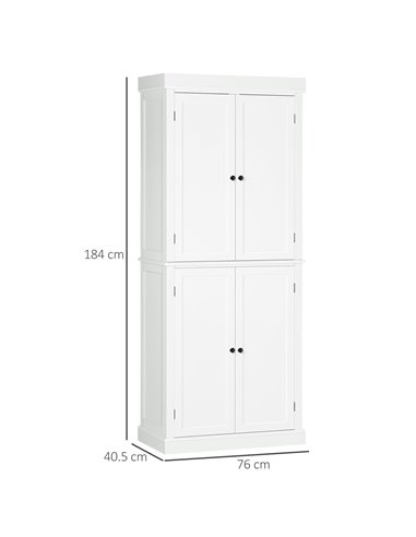 HOMCOM Kitchen Cupboard with 4 Doors, Storage Cabinet, White 835-118V01WT