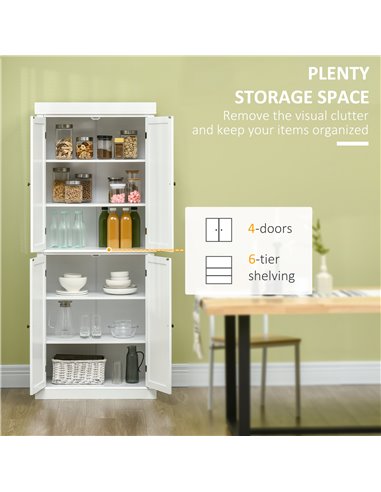 HOMCOM Kitchen Cupboard with 4 Doors, Storage Cabinet, White 835-118V01WT