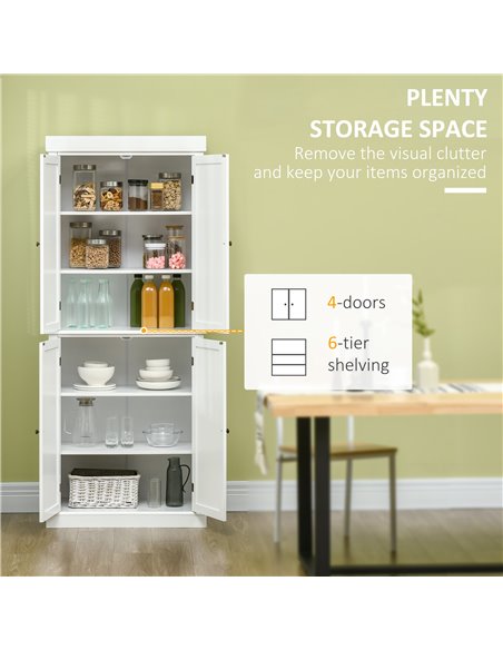 HOMCOM Kitchen Cupboard with 4 Doors, Storage Cabinet, White 835-118V01WT - pic 43224 | FastDaddyshop