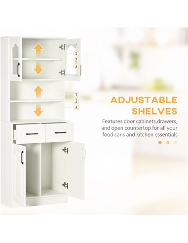 HOMCOM Kitchen Cupboard, Freestanding Storage Cabinet with 2 Adjustable Shelves, 2 Drawers and Open Counter for Living Room, Din