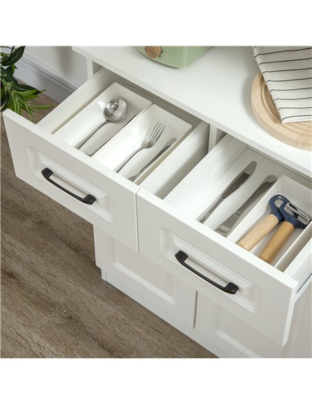 HOMCOM Kitchen Cupboard, Freestanding Storage Cabinet with 2 Adjustable Shelves, 2 Drawers and Open Counter for Living Room, Din - pic 43246 | FastDaddyshop