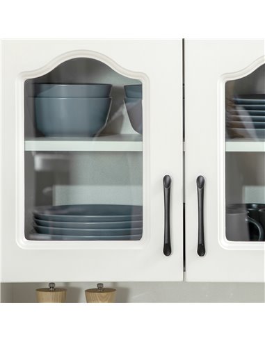 HOMCOM Kitchen Cupboard, Freestanding Storage Cabinet with 2 Adjustable Shelves, 2 Drawers and Open Counter for Living Room, Din