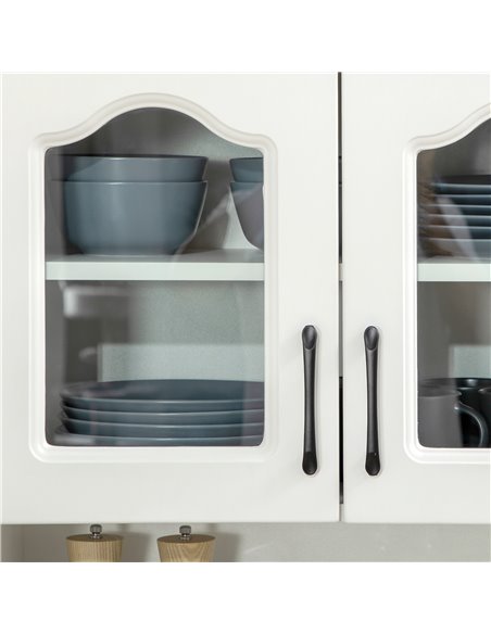 HOMCOM Kitchen Cupboard, Freestanding Storage Cabinet with 2 Adjustable Shelves, 2 Drawers and Open Counter for Living Room, Din - pic 43247 | FastDaddyshop