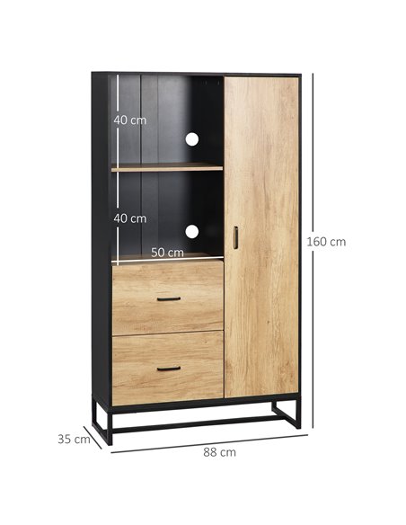 HOMCOM  Kitchen Cupboard, Freestanding Storage Cabinet, Natural & Black 835-883V00ND - pic 43250 | FastDaddyshop