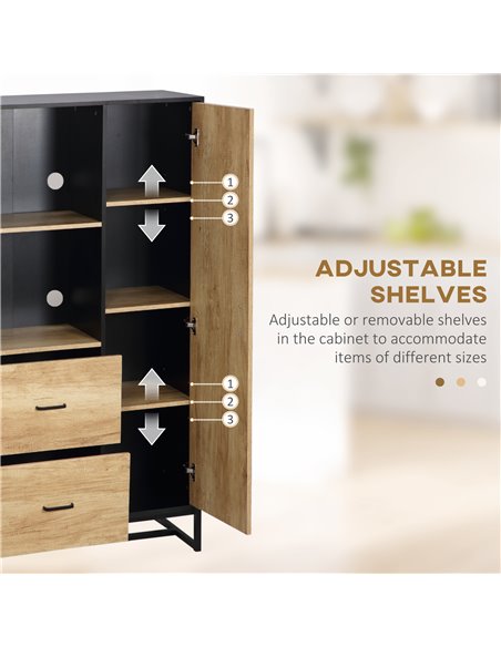 HOMCOM  Kitchen Cupboard, Freestanding Storage Cabinet with Soft Close Door, Microwave Stand with Adjustable Shelves and Drawers - pic 43253 | FastDaddyshop