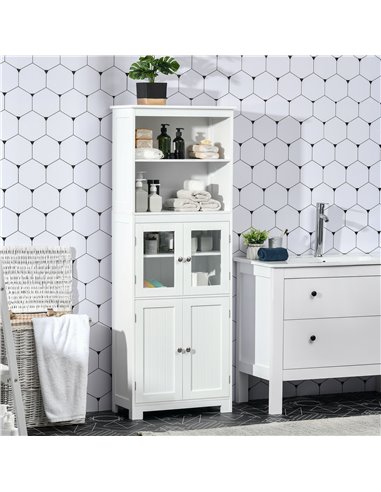 HOMCOM Freestanding Kitchen Cupboard, 4-Door Storage Cabinet, White 835-513