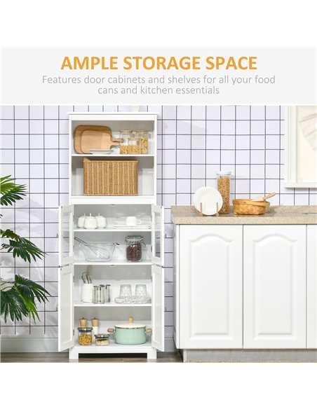 HOMCOM Freestanding Kitchen Cupboard, 4-Door Storage Cabinet, White 835-513 - pic 43259 | FastDaddyshop