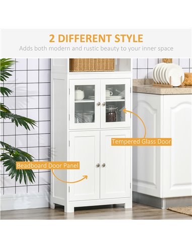 HOMCOM Freestanding Kitchen Cupboard, 4-Door Storage Cabinet, White 835-513