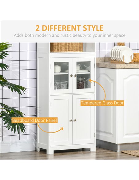 HOMCOM Freestanding Kitchen Cupboard, 4-Door Storage Cabinet, White 835-513 - pic 43260 | FastDaddyshop