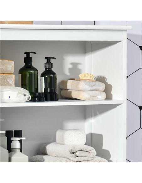 HOMCOM Freestanding Kitchen Cupboard, 4-Door Storage Cabinet with Adjustable Shelf and Glass Doors for Dining Room, Living Room, - pic 43263 | FastDaddyshop