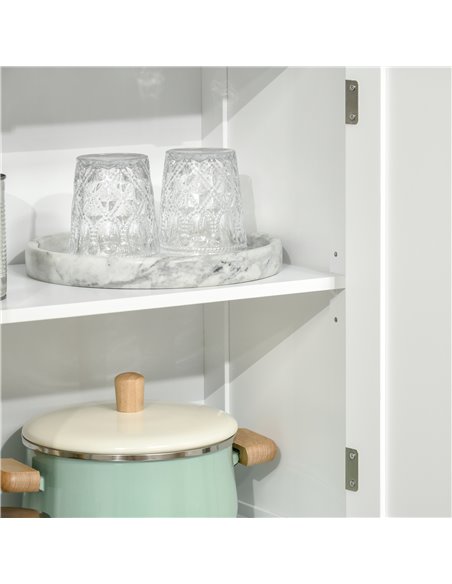 HOMCOM Freestanding Kitchen Cupboard, 4-Door Storage Cabinet with Adjustable Shelf and Glass Doors for Dining Room, Living Room, - pic 43264 | FastDaddyshop