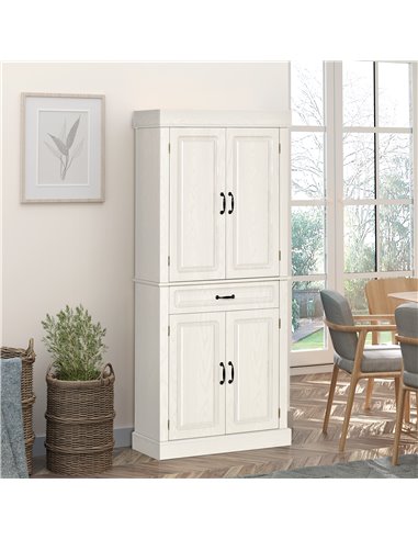 HOMCOM Kitchen Cupboard with 4 Doors, Storage Cabinet, White Wood Grain 835-346V01