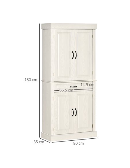HOMCOM Kitchen Cupboard with 4 Doors, Storage Cabinet, White Wood Grain 835-346V01 - pic 43268 | FastDaddyshop