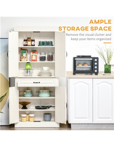 HOMCOM Kitchen Cupboard with 4 Doors, Storage Cabinet, White Wood Grain 835-346V01