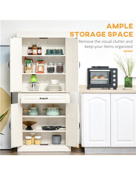 HOMCOM Kitchen Cupboard with 4 Doors, Storage Cabinet, White Wood Grain 835-346V01 - pic 43269 | FastDaddyshop