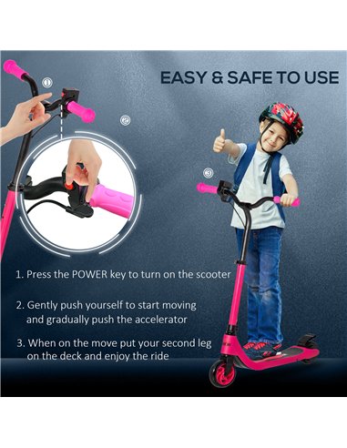 HOMCOM Electric Scooter, 120W Motor E-Scooter w/ Battery Level Display, 2 Adjustable Heights, and Rear Brake, Suitable for 6+ Ye