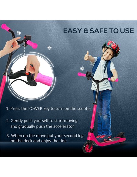 HOMCOM Electric Scooter, 120W Motor E-Scooter w/ Battery Level Display, 2 Adjustable Heights, and Rear Brake, Suitable for 6+ Ye - pic 4327 | FastDaddyshop
