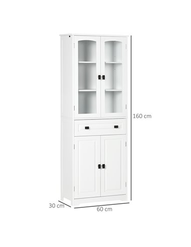 HOMCOM Kitchen Cupboard, Freestanding Storage Cabinet, White 835-926V80WT