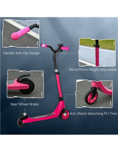 HOMCOM Electric Scooter, 120W Motor E-Scooter w/ Battery Level Display, 2 Adjustable Heights, and Rear Brake, Suitable for 6+ Ye