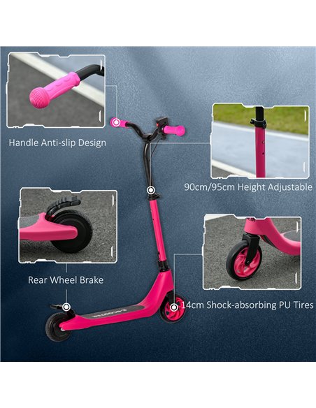 HOMCOM Electric Scooter, 120W Motor E-Scooter w/ Battery Level Display, 2 Adjustable Heights, and Rear Brake, Suitable for 6+ Ye - pic 4328 | FastDaddyshop