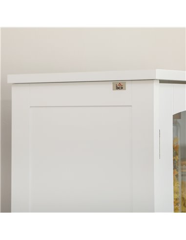 HOMCOM Kitchen Cupboard, Freestanding Storage Cabinet with 2 Adjustable Shelves, Drawer and Glass Door for Living Room, Dining R