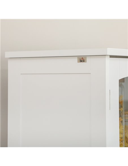 HOMCOM Kitchen Cupboard, Freestanding Storage Cabinet with 2 Adjustable Shelves, Drawer and Glass Door for Living Room, Dining R - pic 43283 | FastDaddyshop