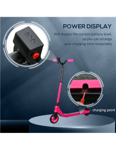 HOMCOM Electric Scooter, 120W Motor E-Scooter w/ Battery Level Display, 2 Adjustable Heights, and Rear Brake, Suitable for 6+ Ye