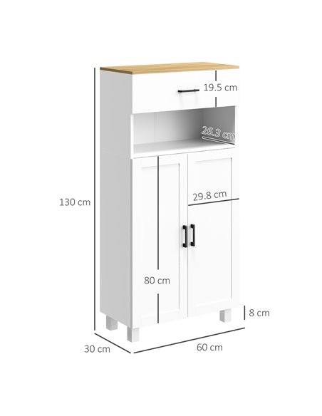 HOMCOM Freestanding Kitchen Cupboard, Nordic Storage Cabinet, White 838-337V80WT - pic 43295 | FastDaddyshop