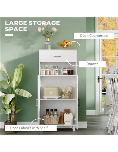 HOMCOM Freestanding Kitchen Cupboard, Nordic Storage Cabinet, White 838-337V80WT