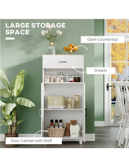 HOMCOM Freestanding Kitchen Cupboard, Nordic Storage Cabinet, White 838-337V80WT - pic 43296 | FastDaddyshop