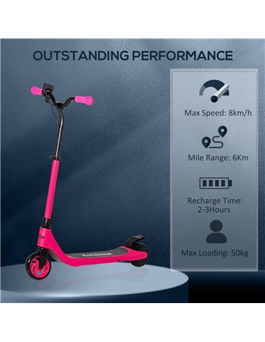 HOMCOM Electric Scooter, 120W Motor E-Scooter w/ Battery Level Display, 2 Adjustable Heights, and Rear Brake, Suitable for 6+ Ye