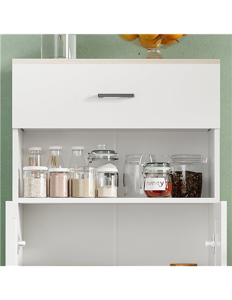 HOMCOM Freestanding Kitchen Cupboard, Nordic Storage Cabinet with Drawer, Doors and Open Countertop for Living & Dining Room, 13 - pic 43300 | FastDaddyshop