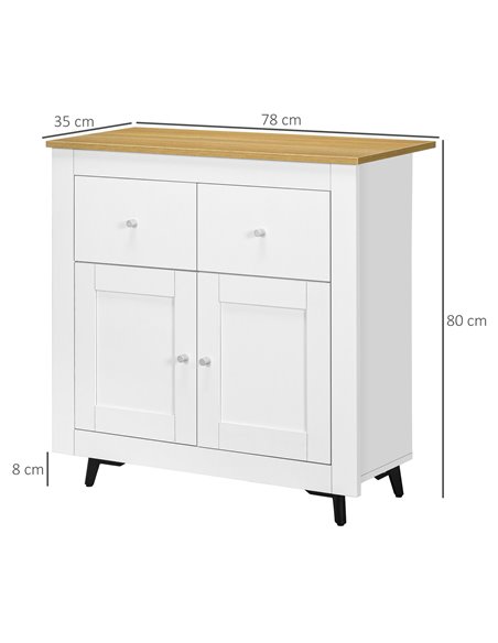 HOMCOM Sideboard Cabinet, Modern Kitchen Cupboard with Double Doors and Drawers for Dining Room, Living Room and Entryway, White - pic 43304 | FastDaddyshop