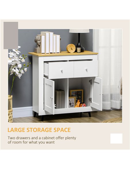 HOMCOM Sideboard Cabinet, Modern Kitchen Cupboard with Double Doors and Drawers for Dining Room, Living Room and Entryway, White - pic 43306 | FastDaddyshop