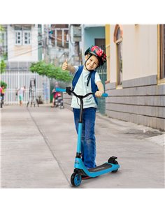 HOMCOM Electric Scooter, 120W Motor E-Scooter w/ Battery Display, Adjustable Height, Rear Brake for Ages 6+ Years - Blue