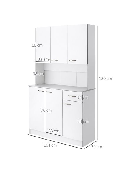 HOMCOM Kitchen Cupboard, Freestanding Kitchen Storage Cabinet, White 801-026V81WT - pic 43331 | FastDaddyshop